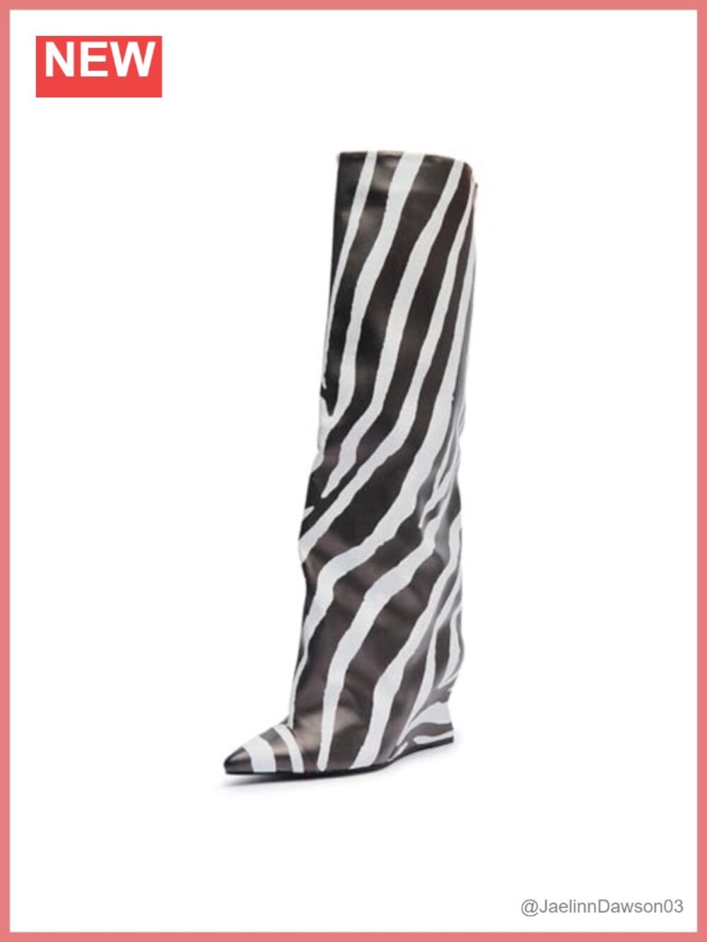 Wedge Heel Knee High Boots Pointed Toe Zipper Wide Calf PU Leather Slouchy
